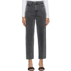 GRLFRND- Mica Straight Leg Jeans in Black Smoke Classic Denim