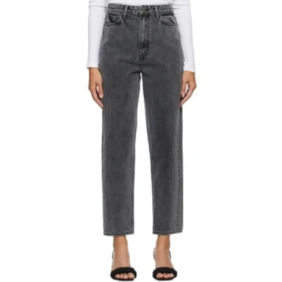 GRLFRND- Mica Straight Leg Jeans in Black Smoke Classic Denim