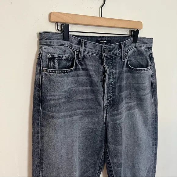 GRLFRND- Mica Straight Leg Jeans in Black Smoke Classic Denim