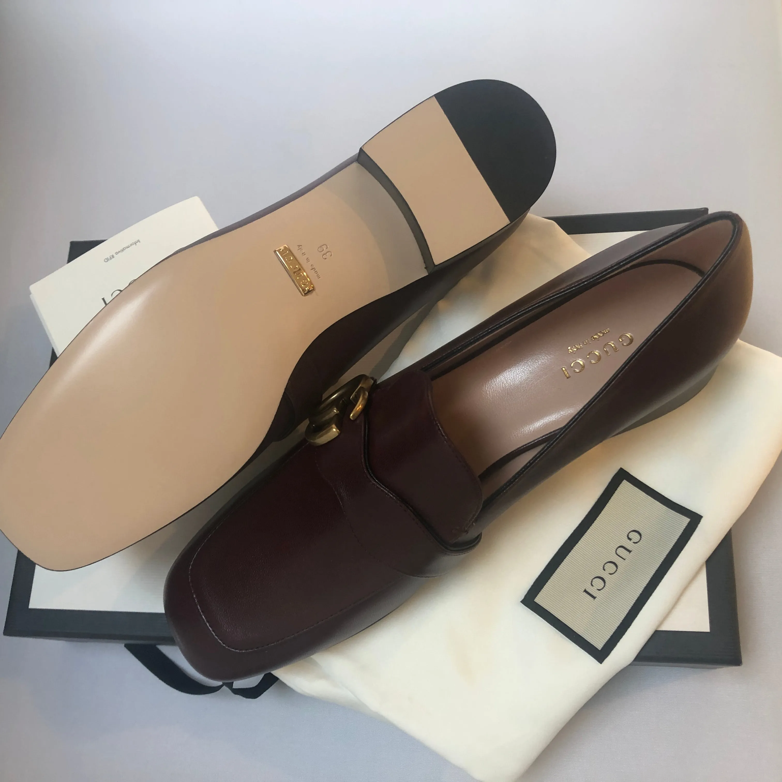 Gucci GG Leather Loafers in Vintage Bordeaux