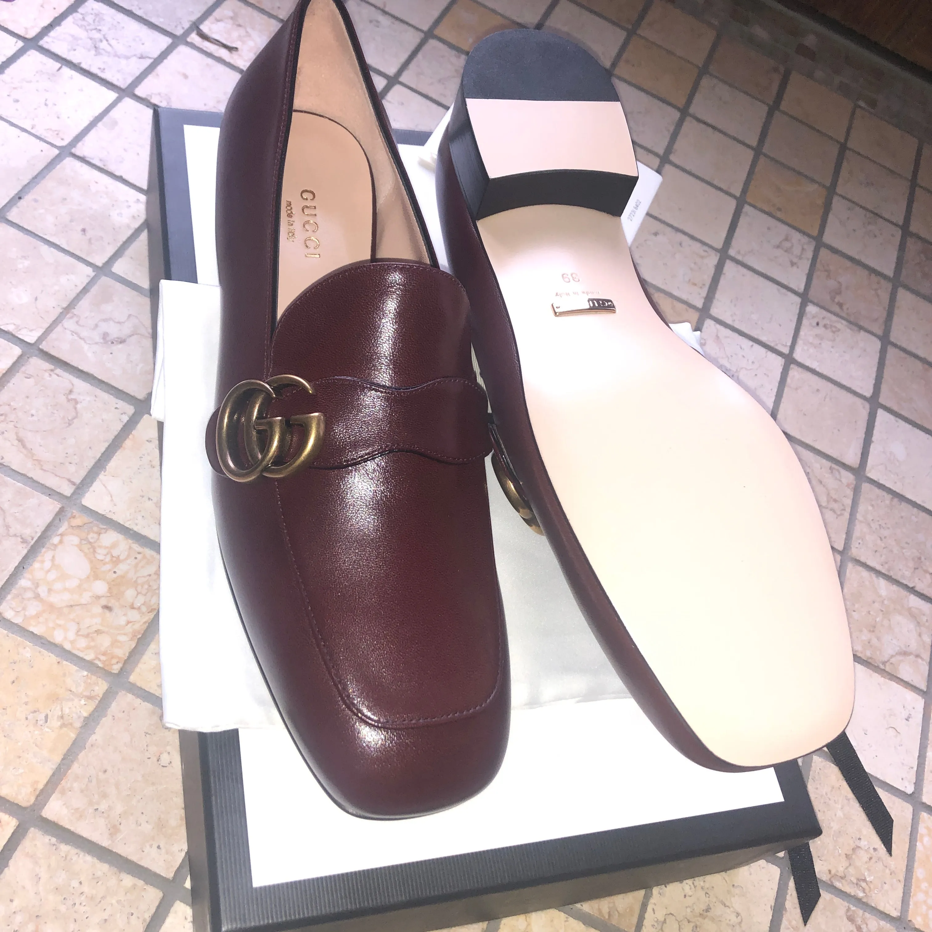 Gucci GG Leather Loafers in Vintage Bordeaux