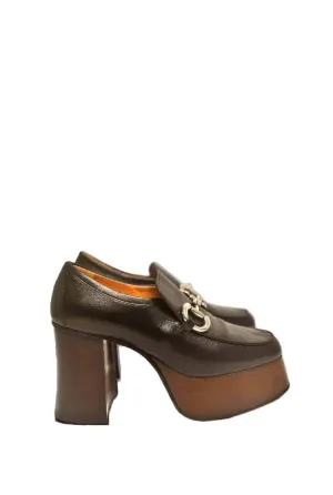 GUCCI Women's Black Platform Loafers with Horsebit size 37.5