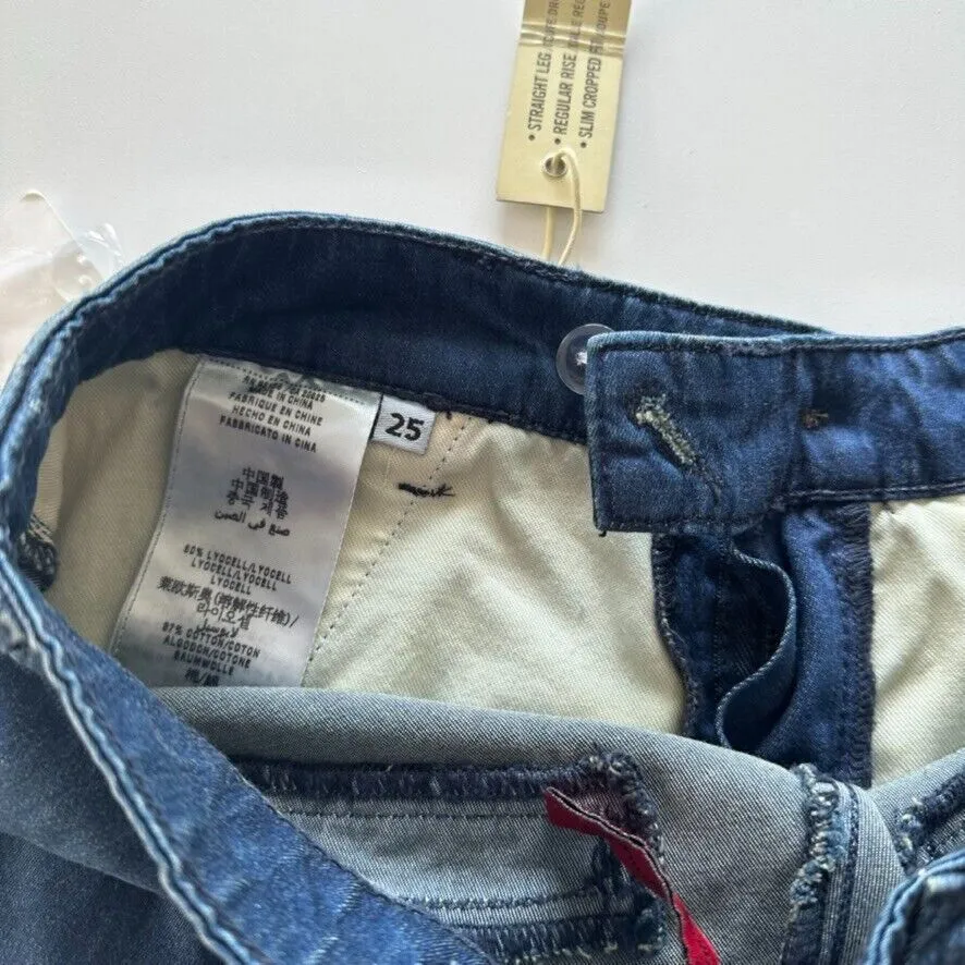 Guess Womens Signature Blue Denim Slim Fit Size 25 (New)