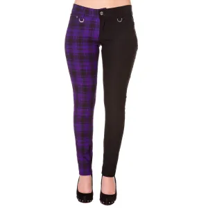 Half Black Half Purple Check Womens Skinny Jeans