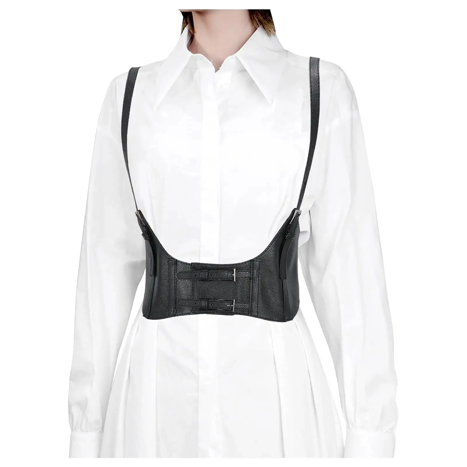 Halloween Women Faux Leather Steampunk Corset Waist Belt