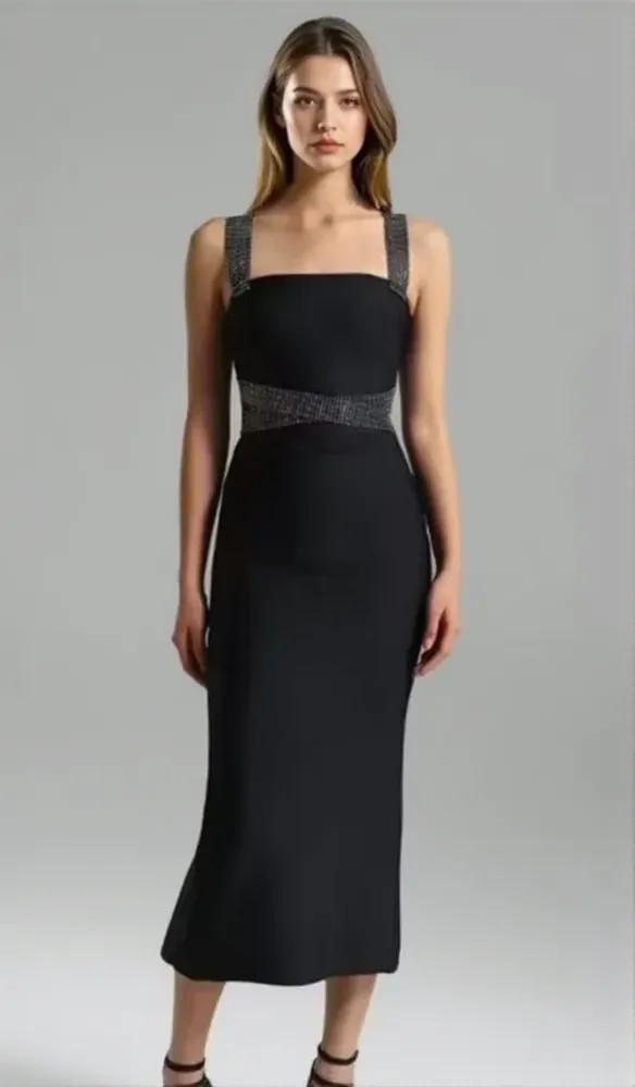 HALTER RHINESTONE MIDI DRESS