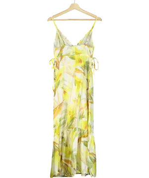 H&M Yellow Drawstring-detail Printed Maxi Dress UK XS