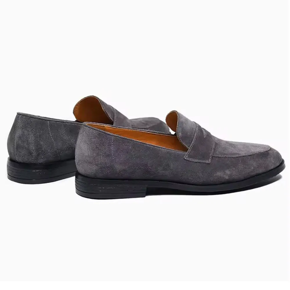 Handmade Cow Leather Suede Penny Loafers