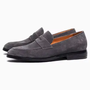 Handmade Cow Leather Suede Penny Loafers