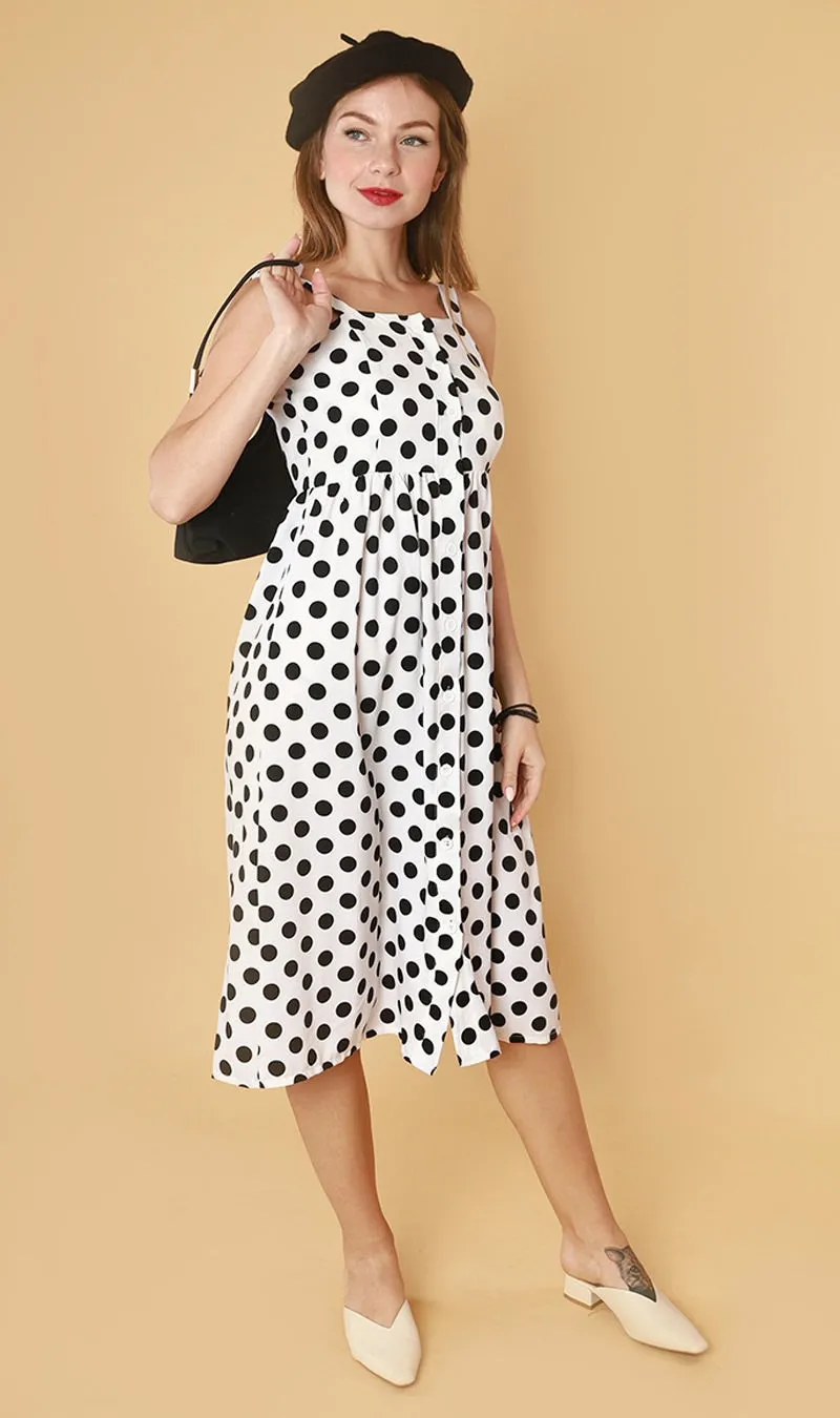 HARISSA Dotted Midi Dress (White)