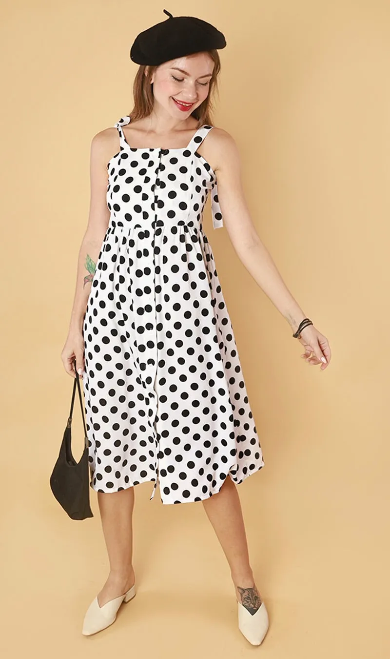 HARISSA Dotted Midi Dress (White)