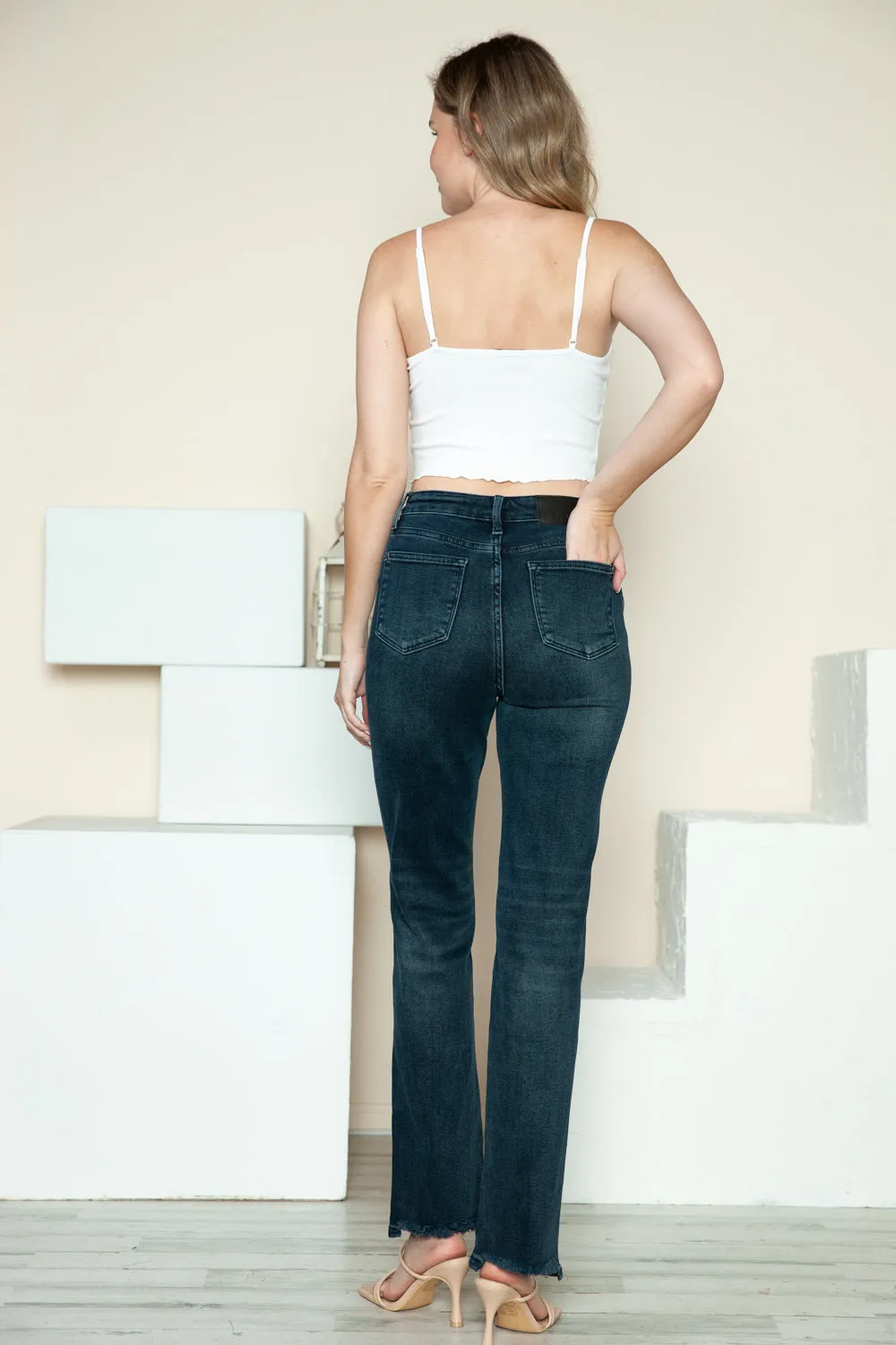 Hazel Blues® |  Judy Blue Button Fly Hem Destroy Straight Jeans