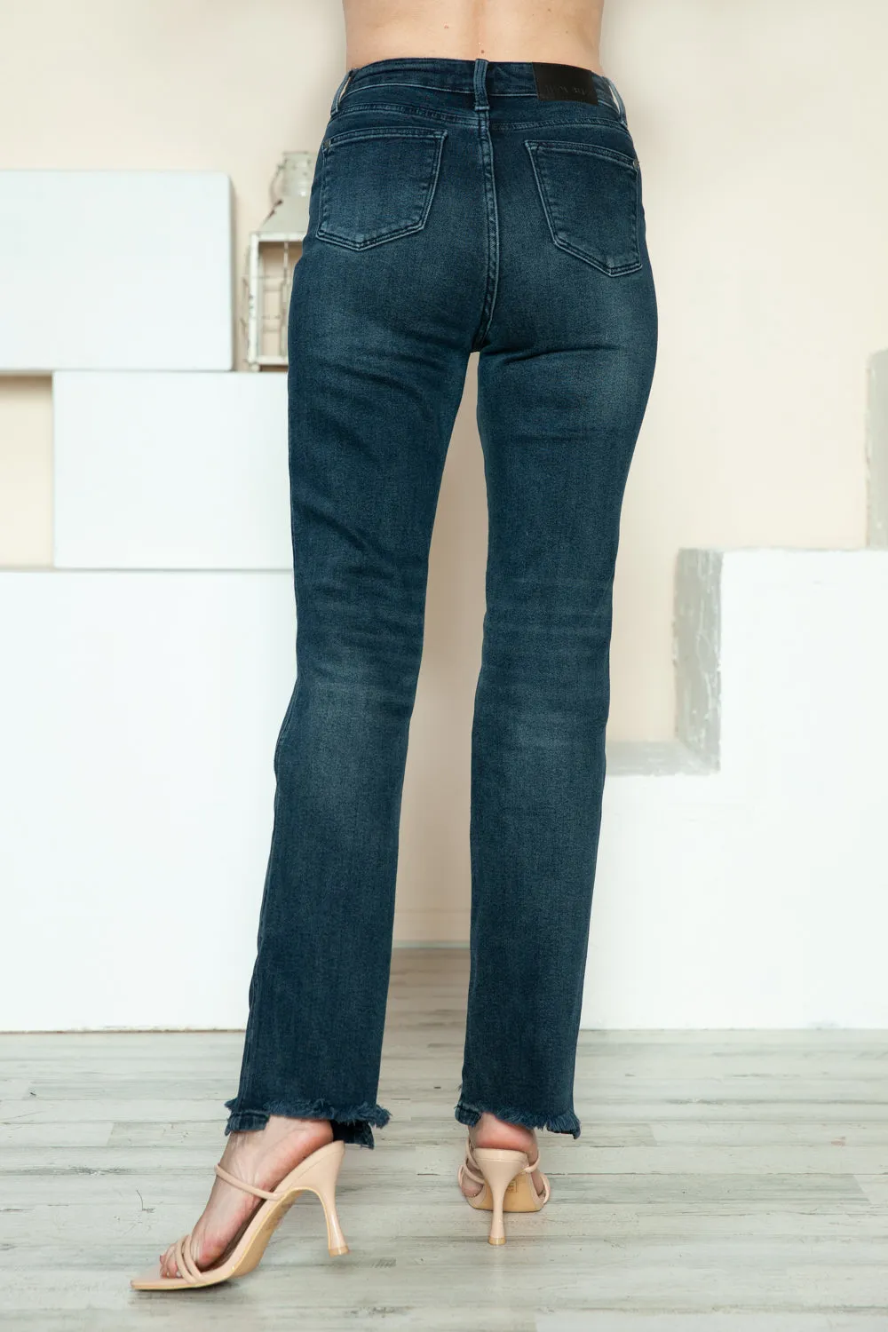 Hazel Blues® |  Judy Blue Button Fly Hem Destroy Straight Jeans