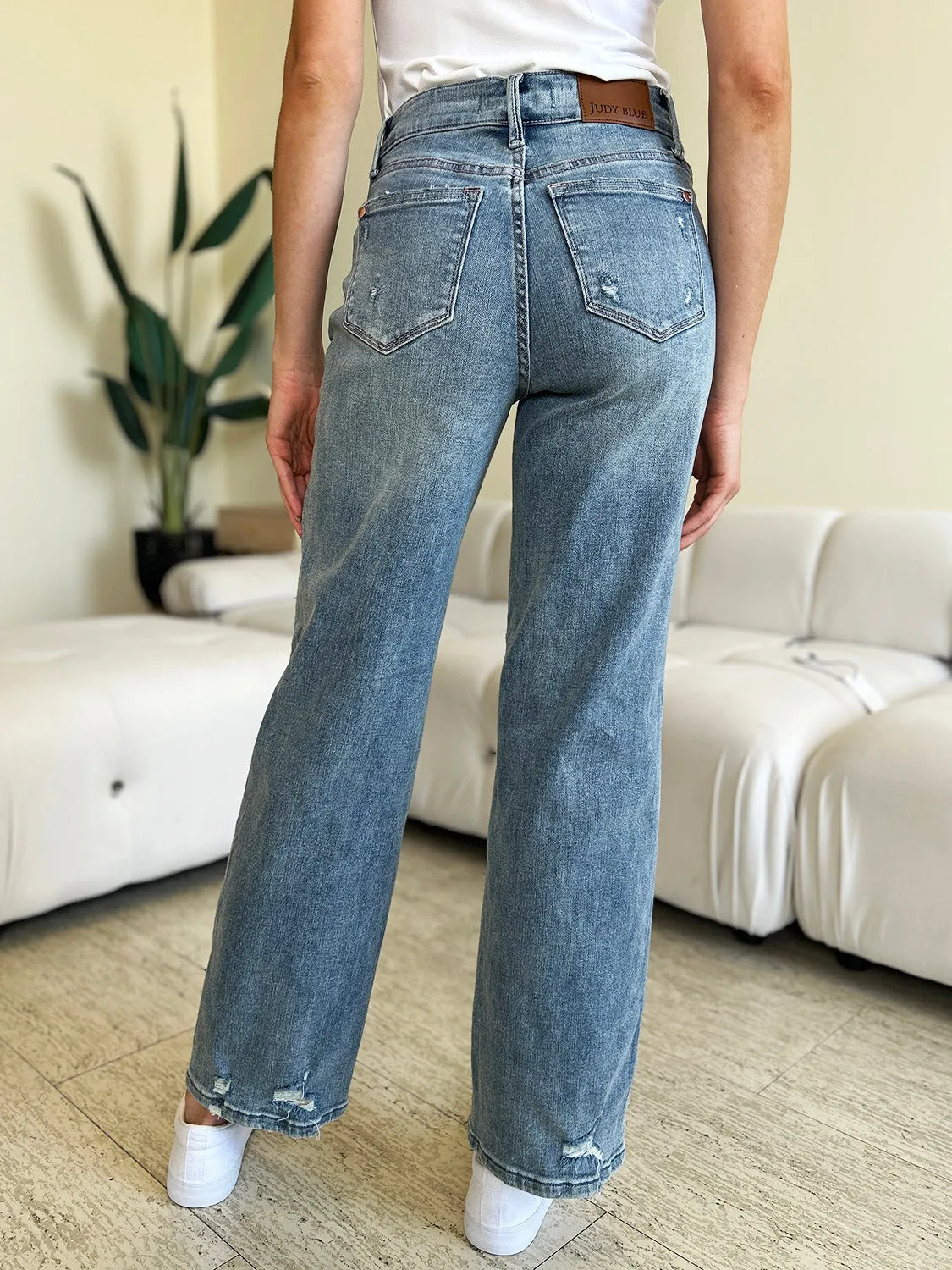 Hazel Blues® |  Judy Blue High Waist Distressed Straight Jeans