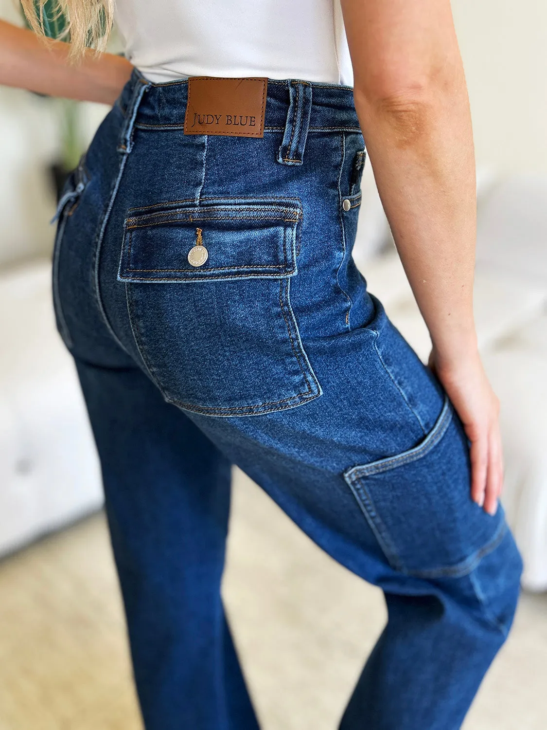 Hazel Blues® |  Judy Blue High Waist Straight Cargo Jeans