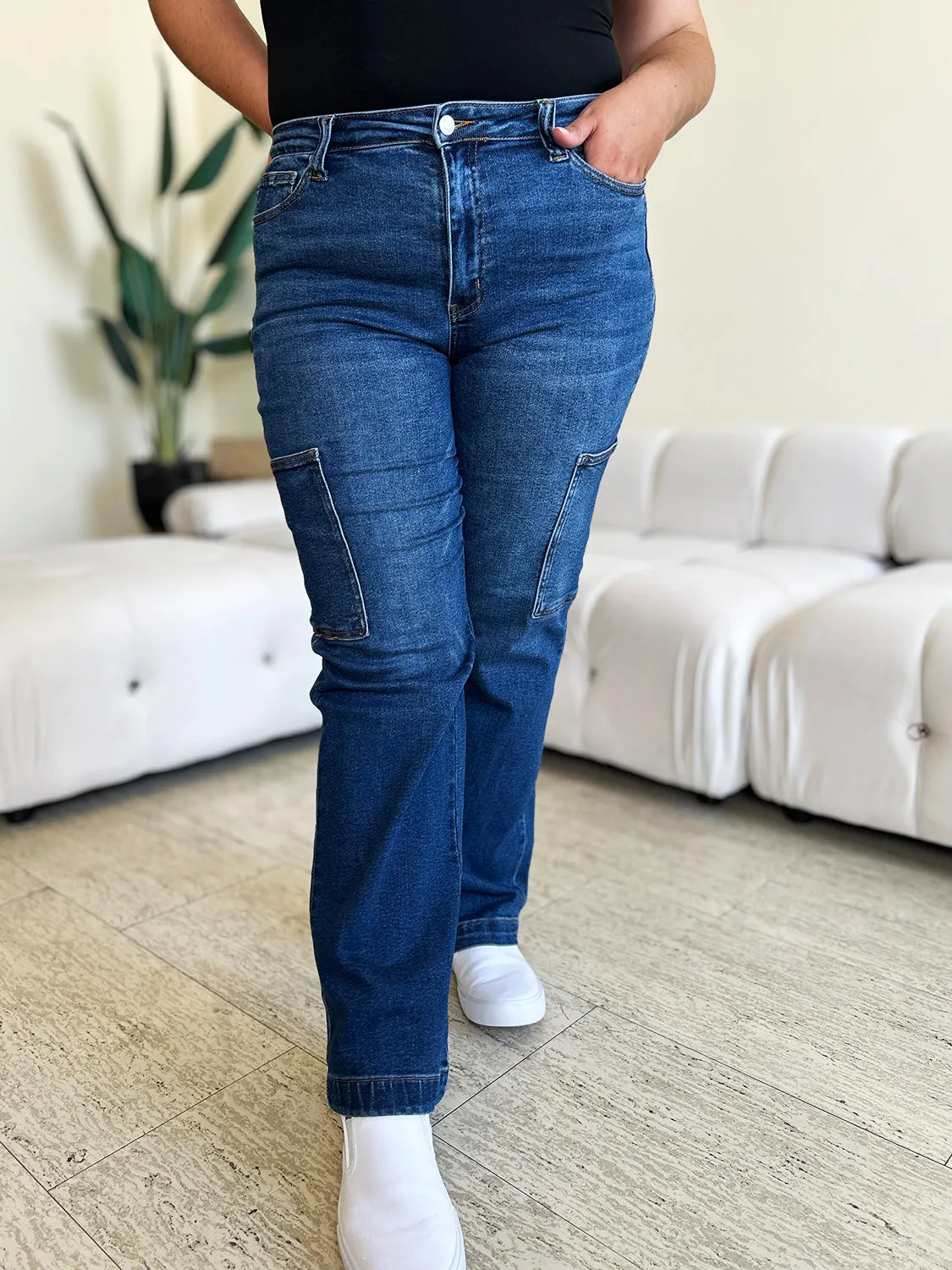 Hazel Blues® |  Judy Blue High Waist Straight Cargo Jeans