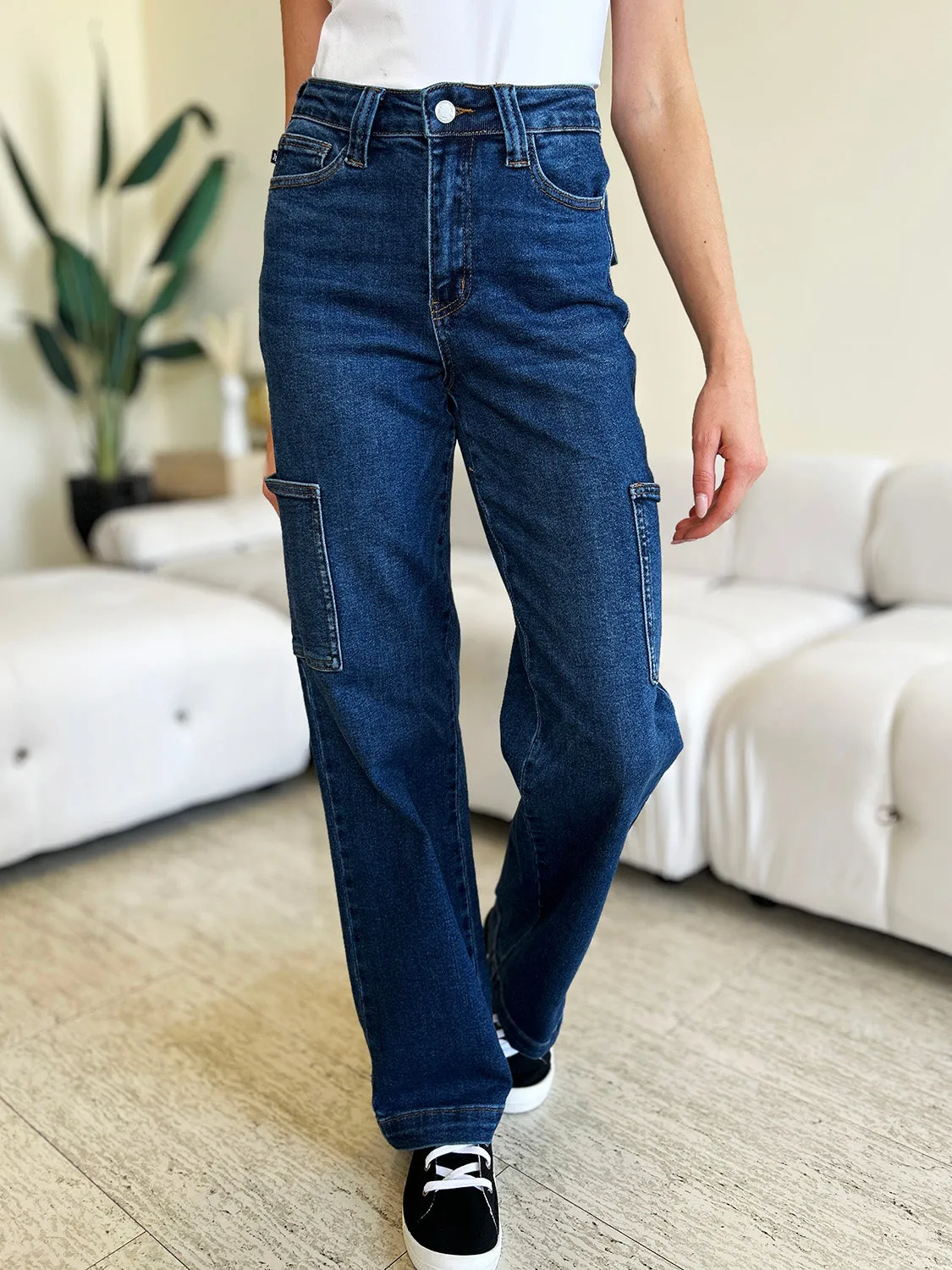 Hazel Blues® |  Judy Blue High Waist Straight Cargo Jeans