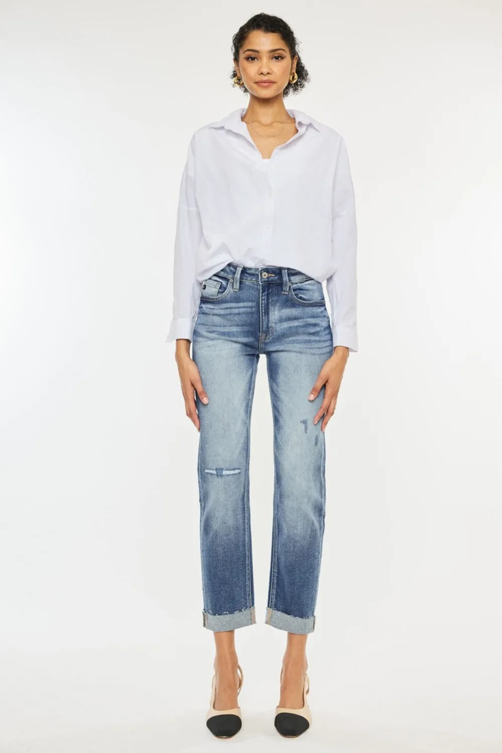 Hazel Blues® |  Kancan High Rise Cuffed Straight Jeans