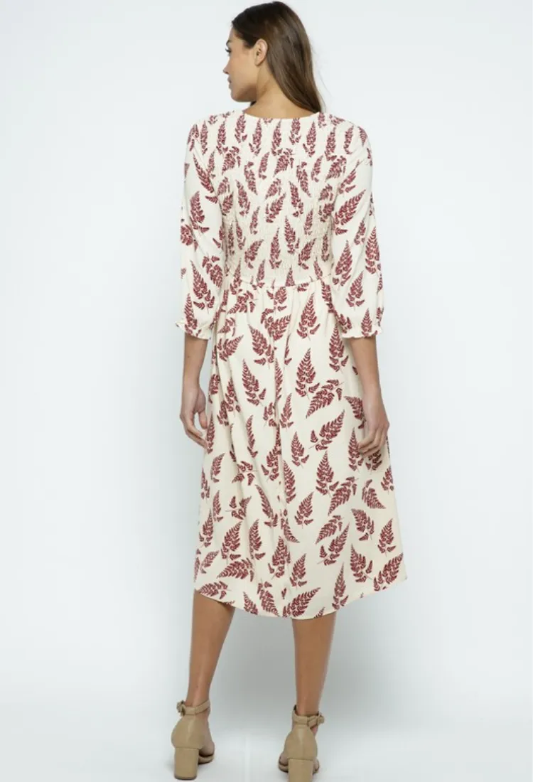 Hazlee Smocked Midi Dress in Cream