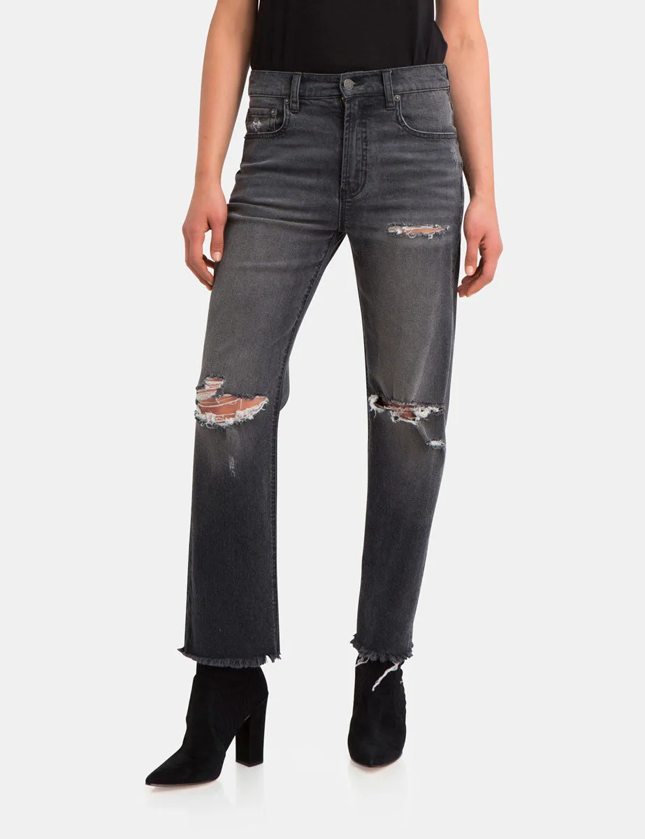 Heather Ripped Straight Leg Jean