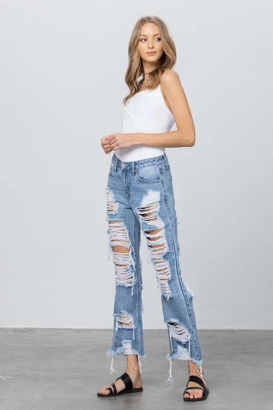 HEAVY DESTROYED STRAIGHT JEANS