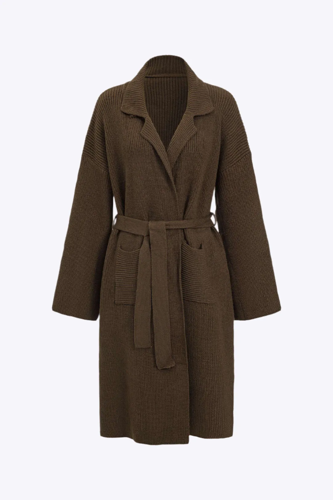 Helen - Stylish Knitted Belt Woman's Sweater Cardigan