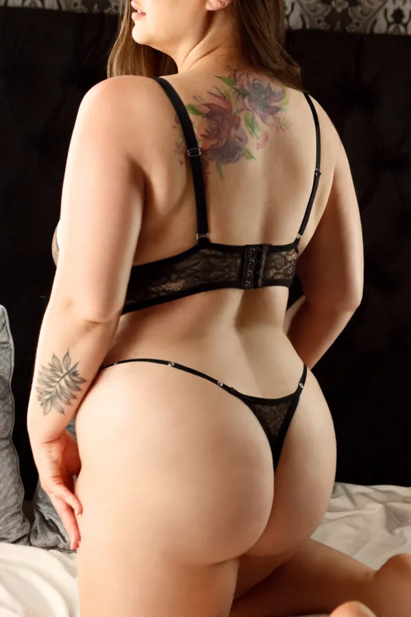 Hella Raw Vixen Call Me Yours Bralette & Thong Black Q/s