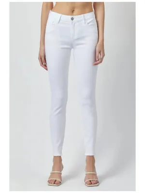 Hidden mid rise skinny frayed hem