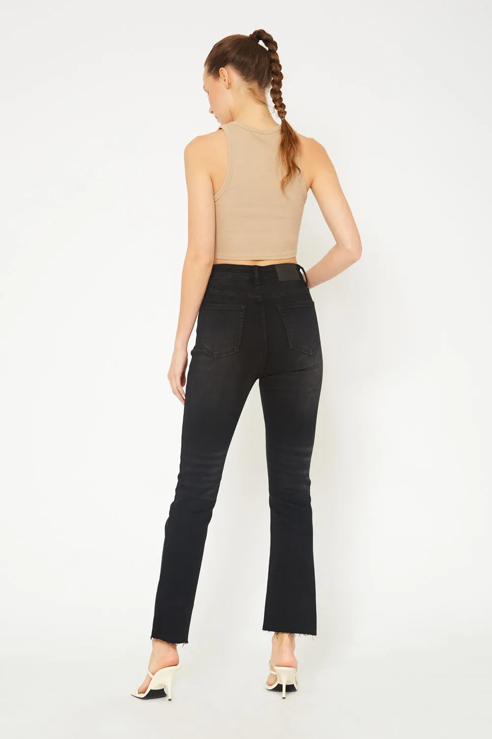 High-rise black skinny jeans