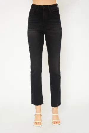 High-rise black skinny jeans