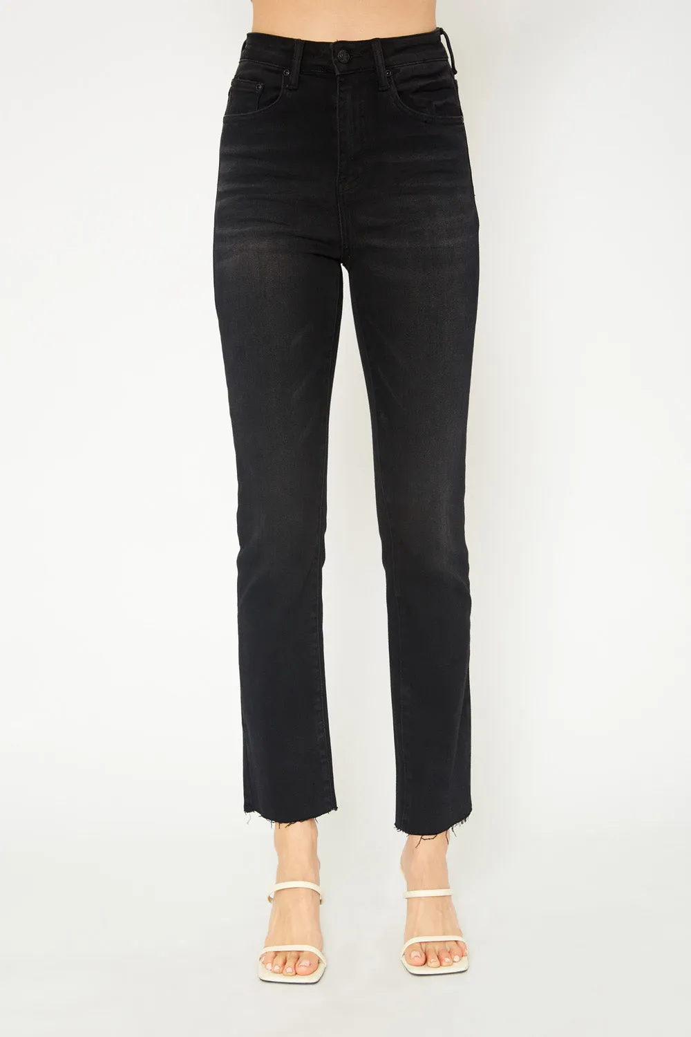 High-rise black skinny jeans