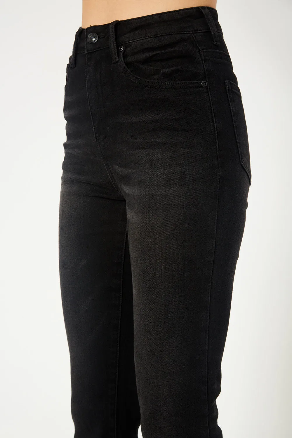 High-rise black skinny jeans