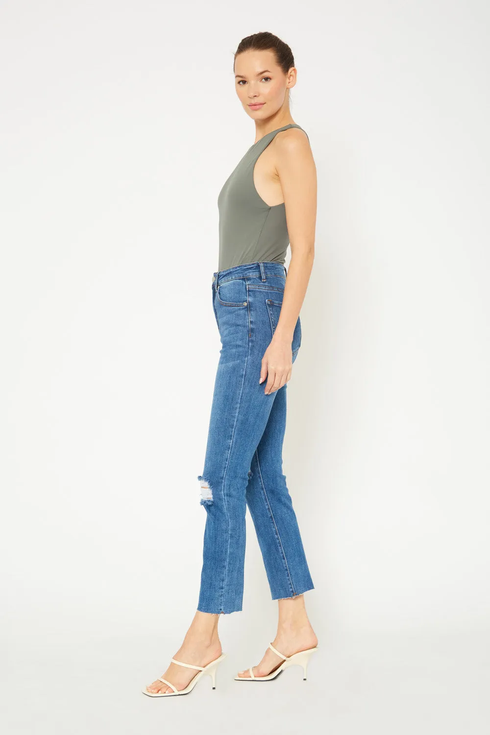 High-rise medium blue skinny jeans