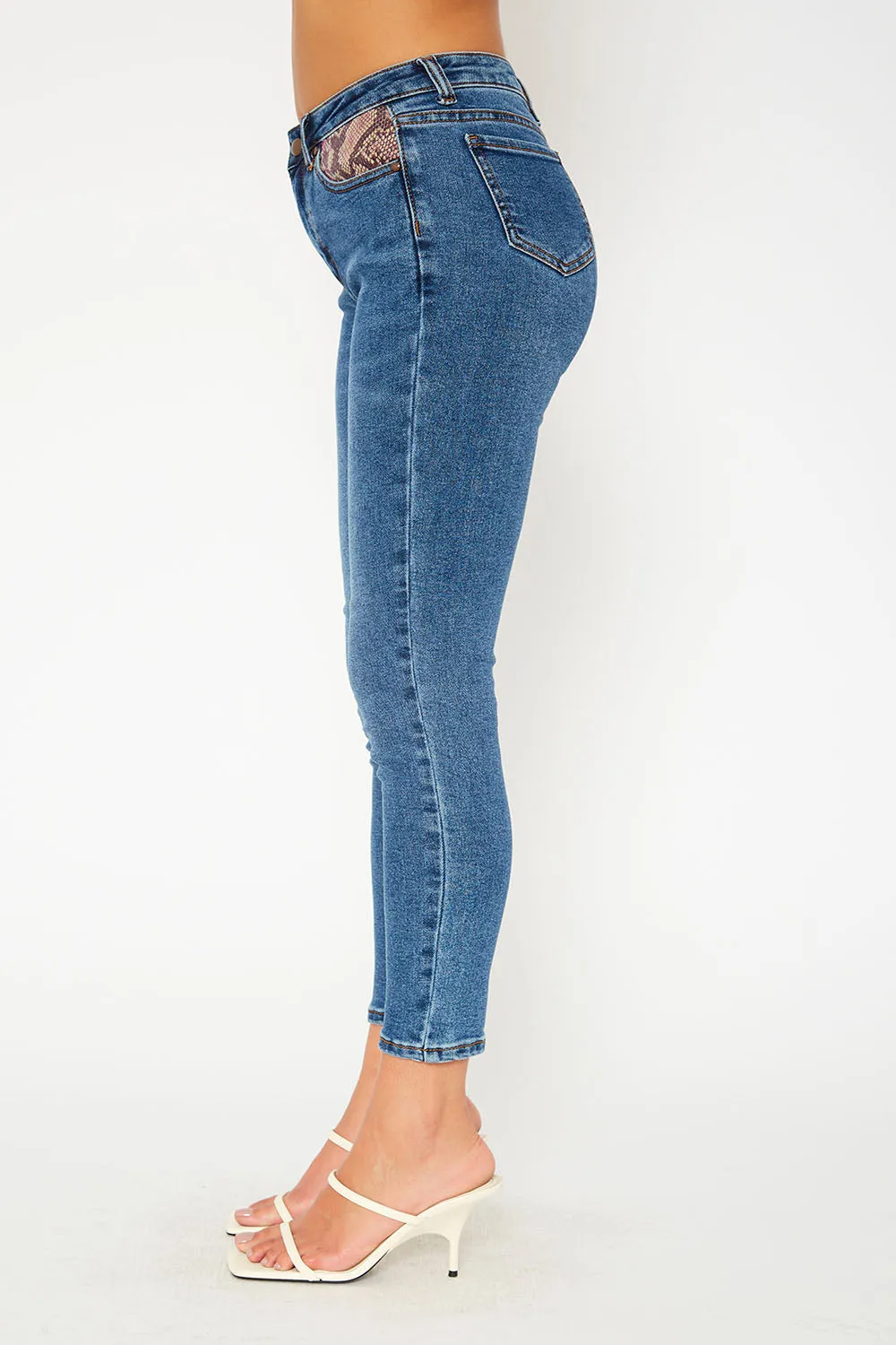 High-rise medium blue skinny jeans