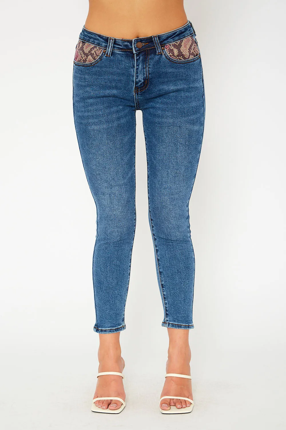 High-rise medium blue skinny jeans