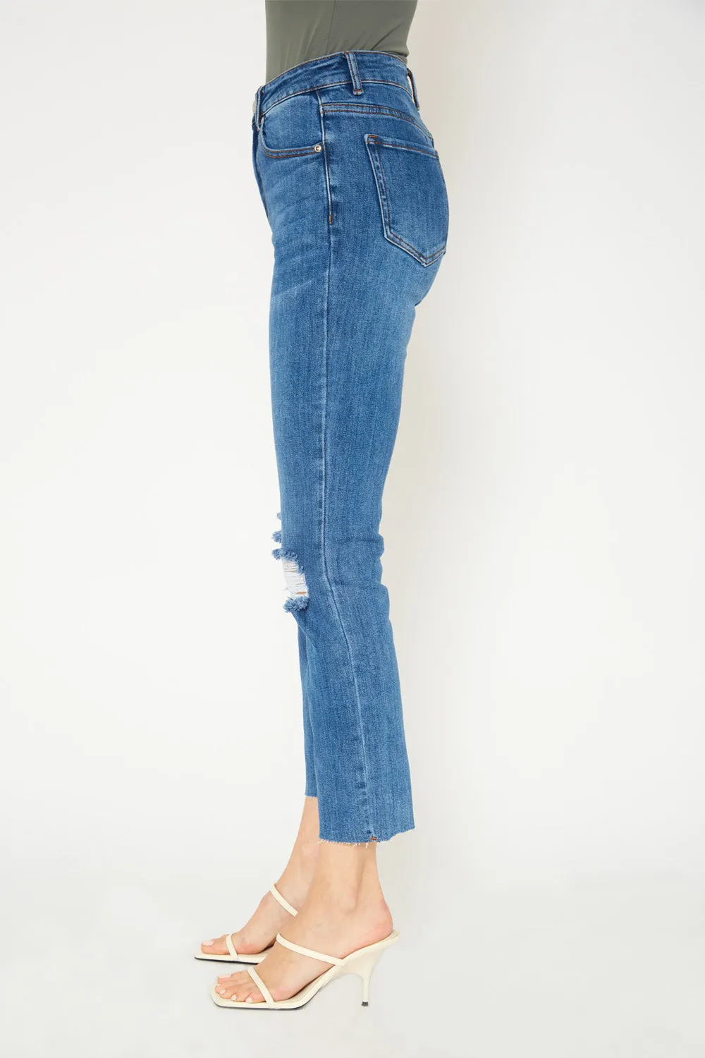 High-rise medium blue skinny jeans