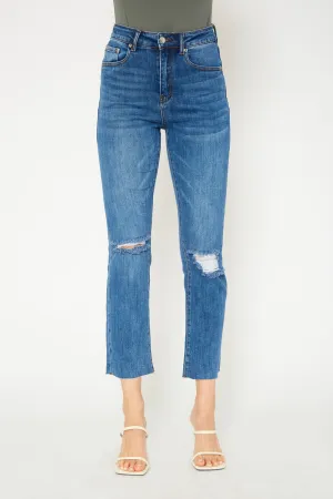 High-rise medium blue skinny jeans