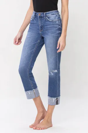 High Rise Regular Straight Jean with Cuffs