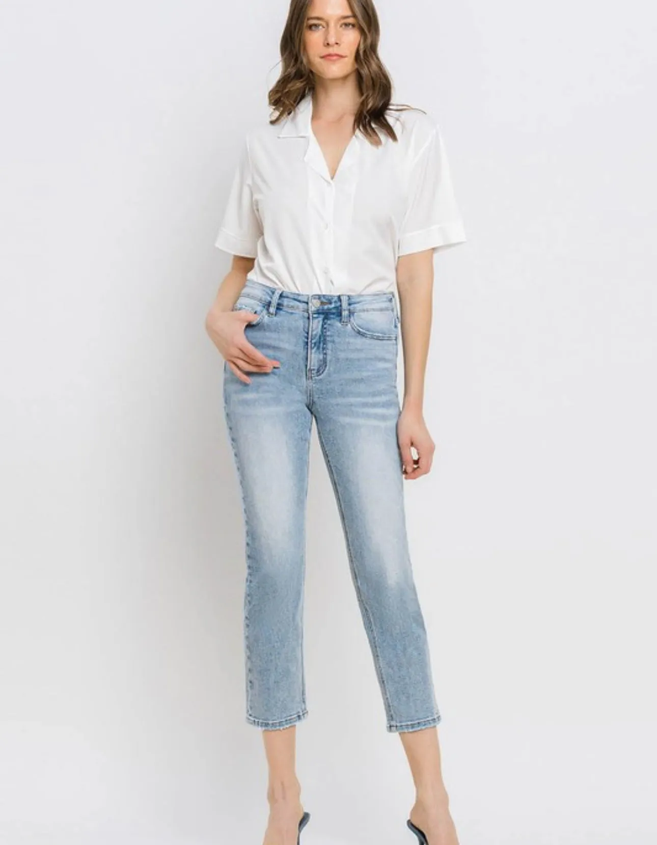 High Rise Straight Crop Jeans