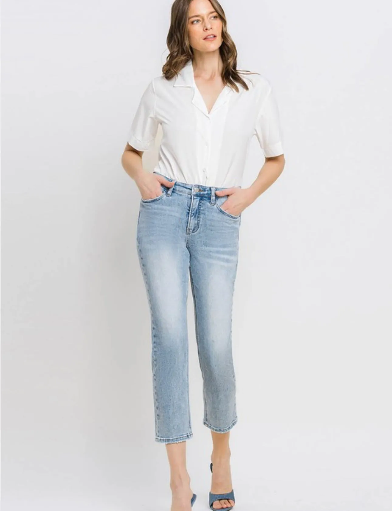 High Rise Straight Crop Jeans