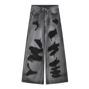 High Street Irregular Ripped Baggy Jeans