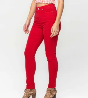 High Waist Control Top Garment Dyed Skinny Jeans
