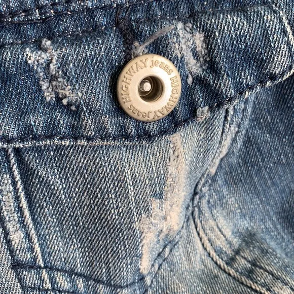 Highway Jeans Plus Distressed Oversized Blue Jacket Vest 2X