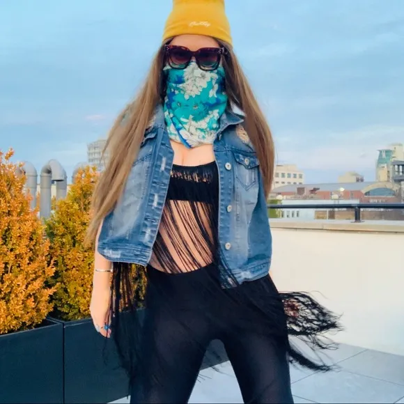 Highway Jeans Plus Distressed Oversized Blue Jacket Vest 2X