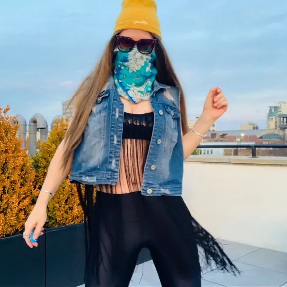Highway Jeans Plus Distressed Oversized Blue Jacket Vest 2X