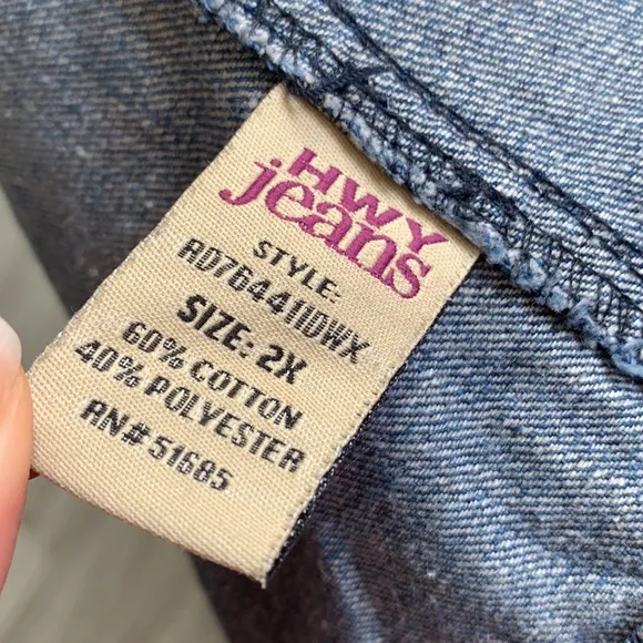 Highway Jeans Plus Distressed Oversized Blue Jacket Vest 2X