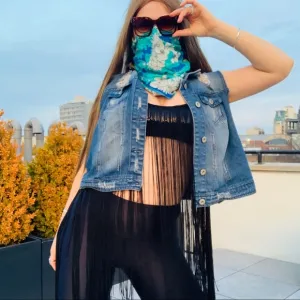 Highway Jeans Plus Distressed Oversized Blue Jacket Vest 2X