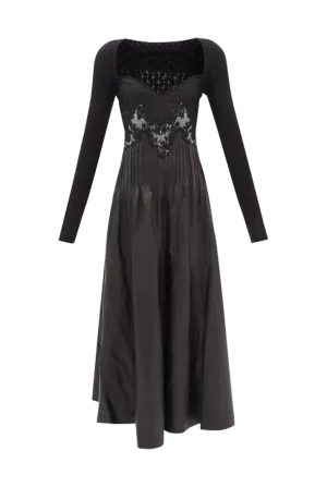 Hilde lace and leather dress