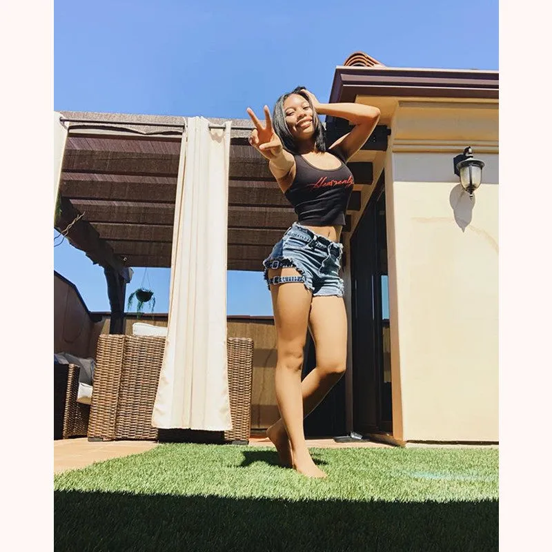 “HOLLOW RIPPED” JEANS SHORTS W031802