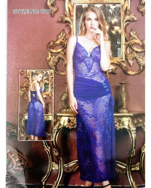 Hot Sexy See Through Long Lace Nighty - 8787